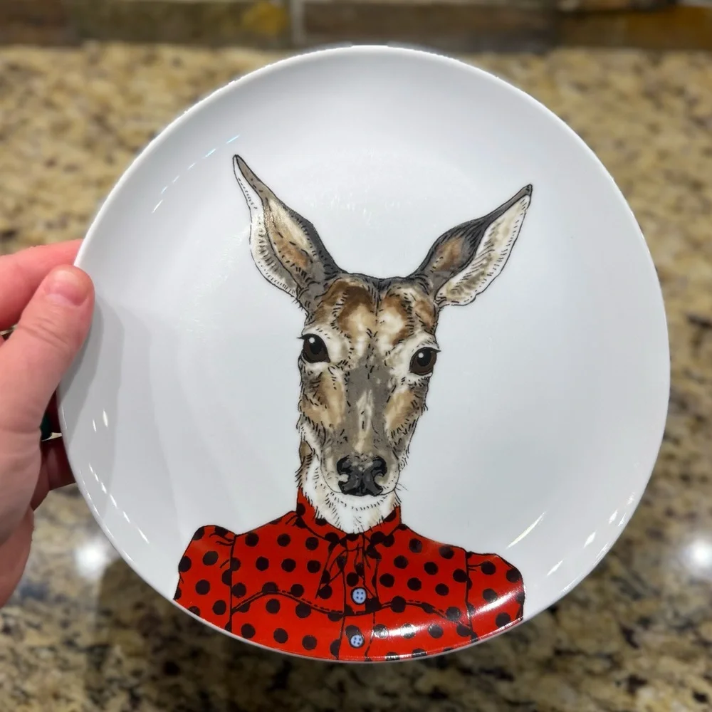 Rachel kozlowski west elm dapper animal dinner plate original dainty deer